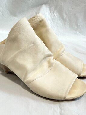 Marsell high heel sandals cream white leather IT 38 US 8 wedge heeled slip on